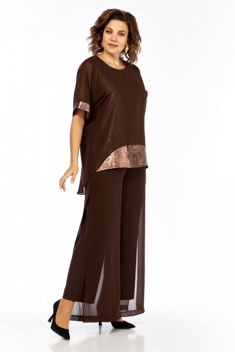 Брючный комплект БагираАнТа 1080 коричневый+золото