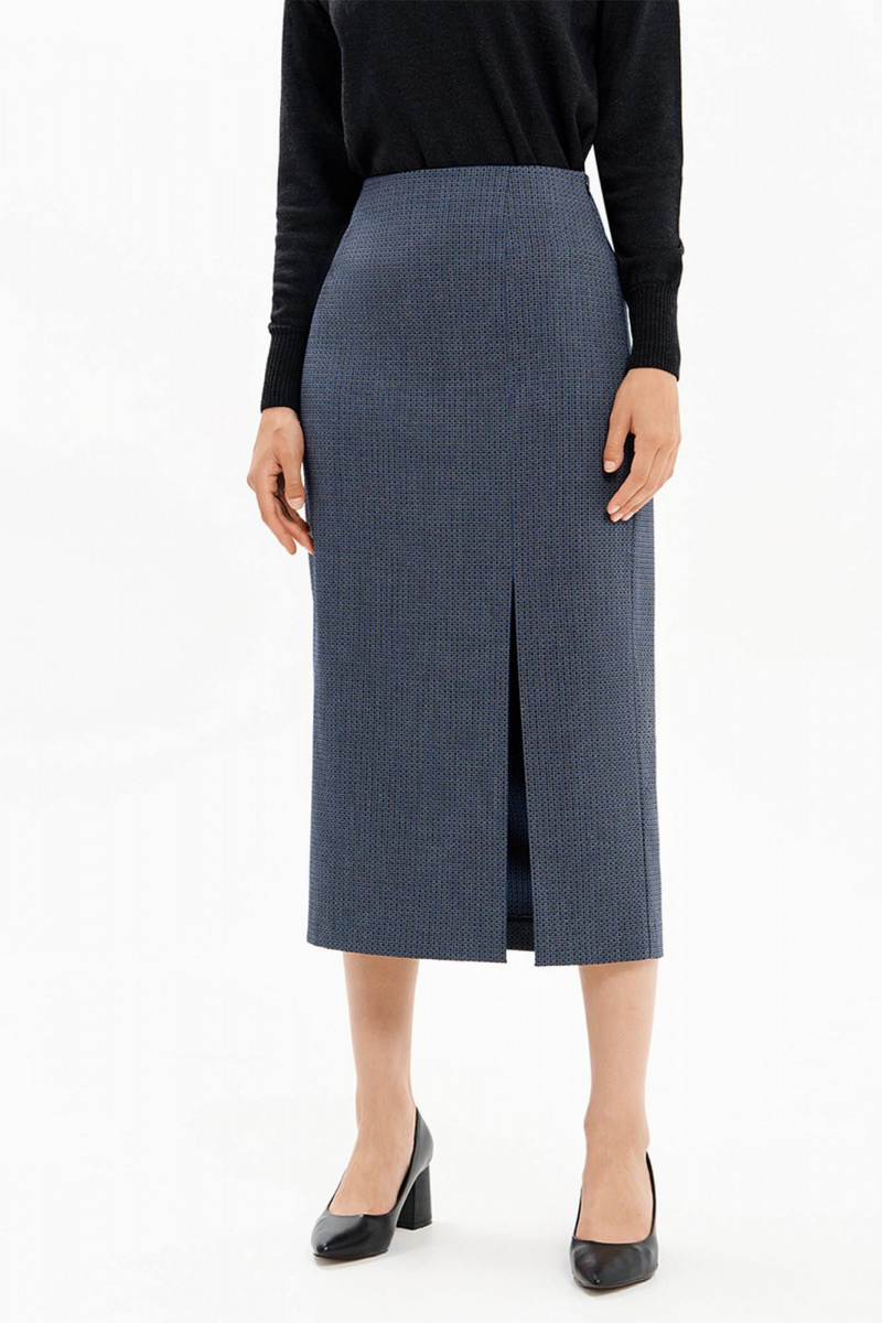 Юбки Nelva 4927 серо-синий жаккард
