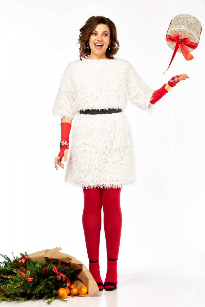 Платья Ольга Стиль Л-435 белое-молоко