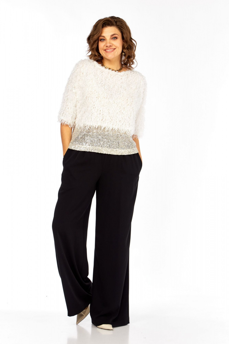 Блузы Ольга Стиль Л-436 белое-молоко