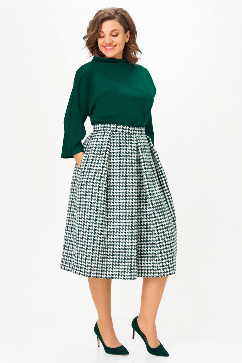 Юбочный комплект Anastasia 1304.1 изумрудный/гусиная_лапка