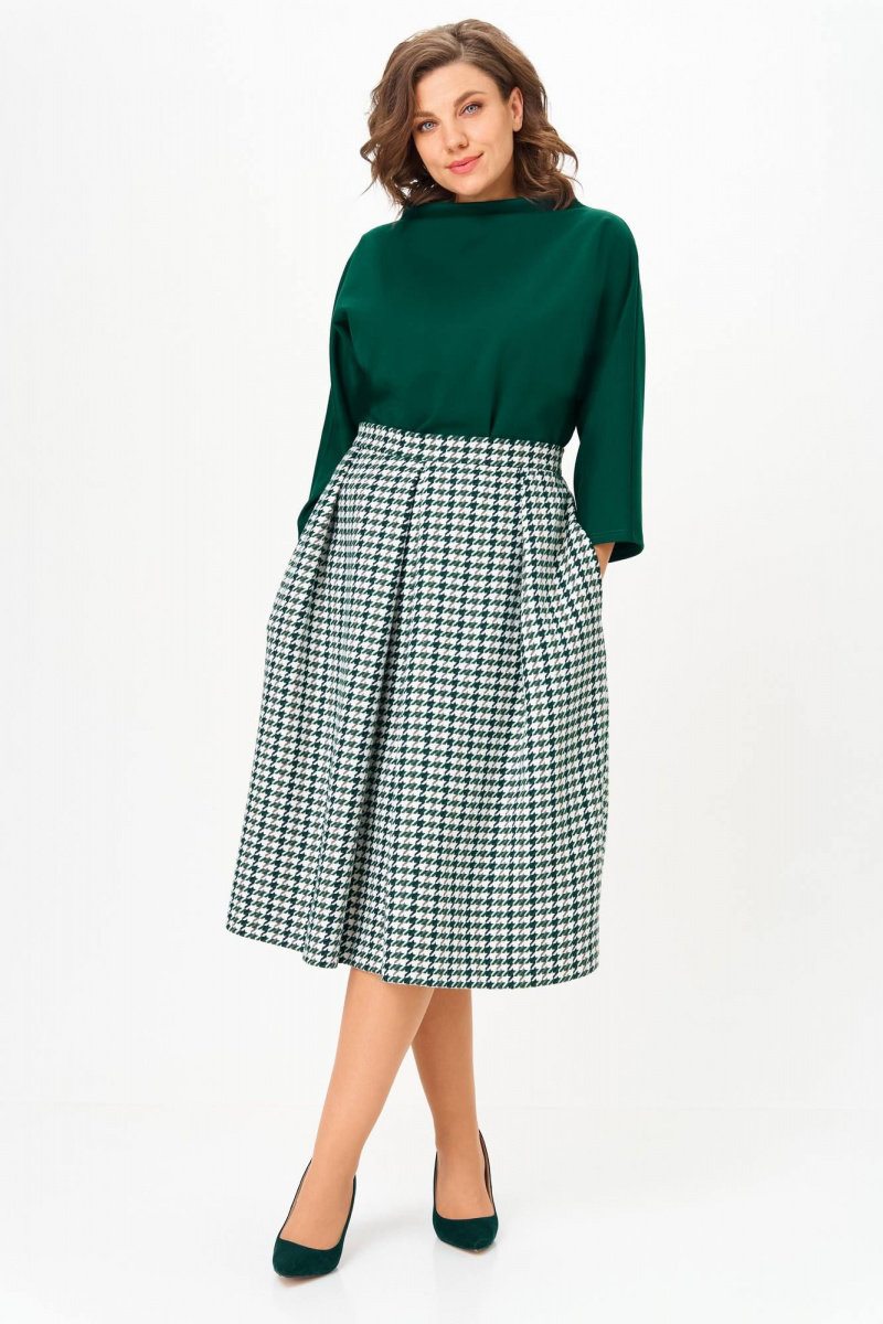 Юбочный комплект Anastasia 1304.1 изумрудный/гусиная_лапка