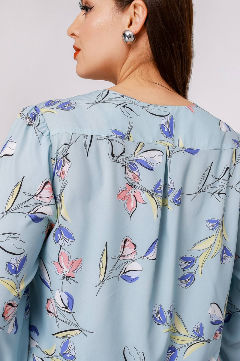 Блузы La rouge 62575 мята-(цветы)