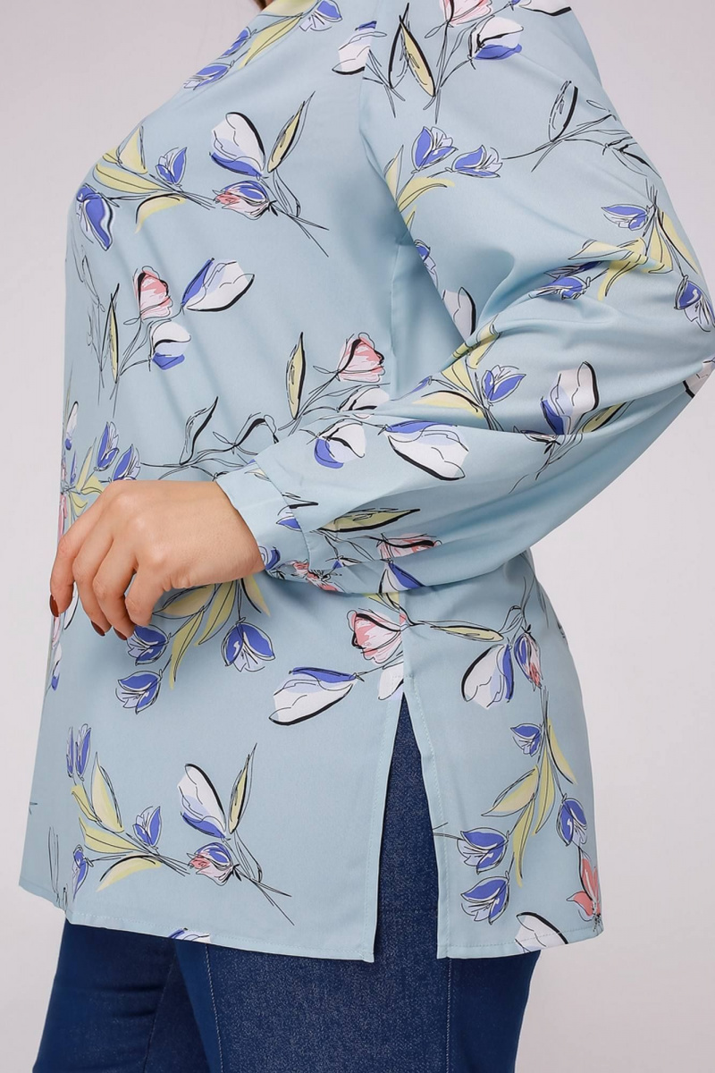 Блузы La rouge 62575 мята-(цветы)