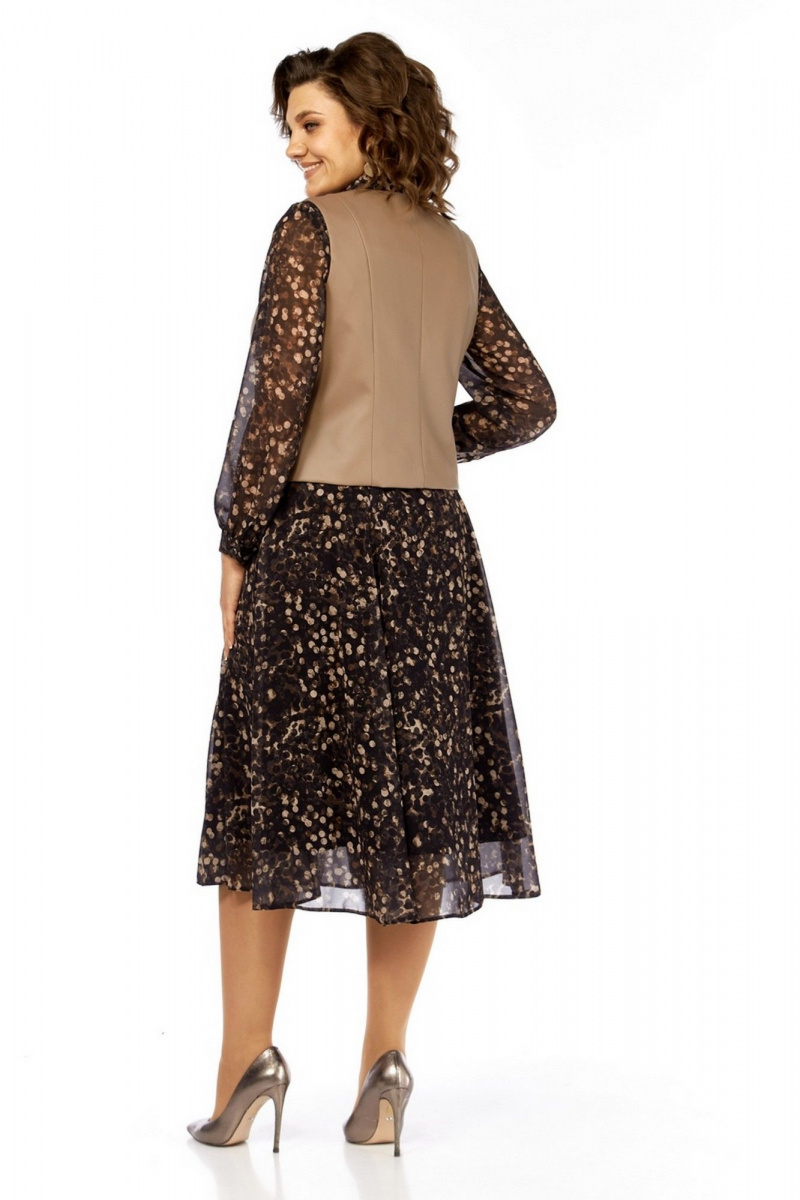 Плательный комплект Милора-стиль 1380/1 черный+капучино_кружочки