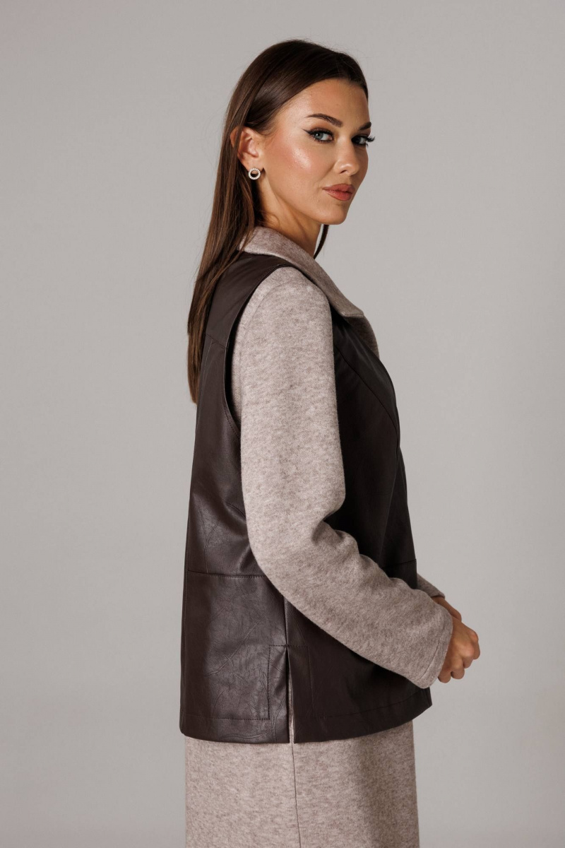 Плательный комплект Ларс Стиль 1175 бежевый,шоколадный