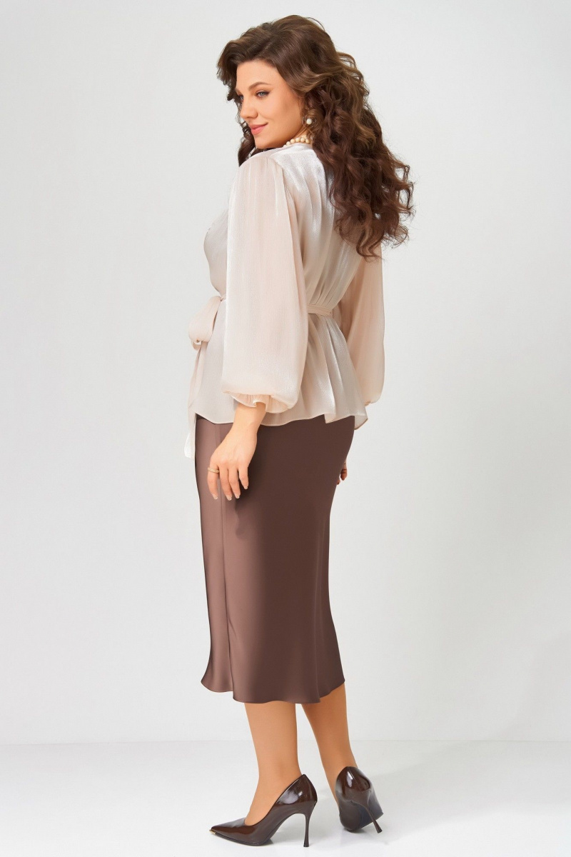 Плательный комплект Fita 3192 шоколад+пудра