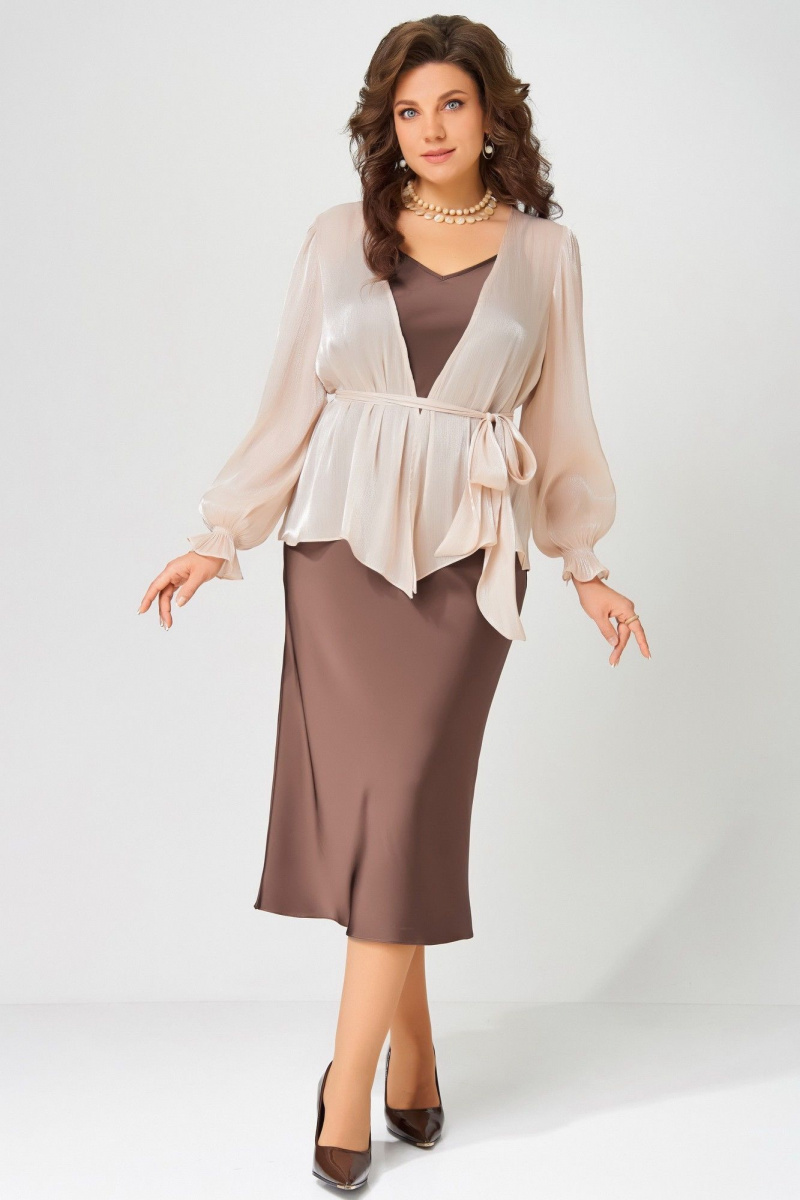 Плательный комплект Fita 3192 шоколад+пудра