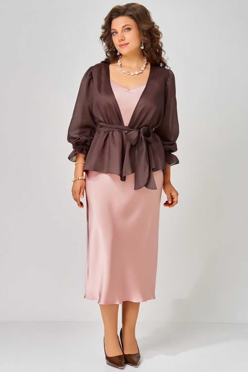 Плательный комплект Fita 3193 розово-шоколадный