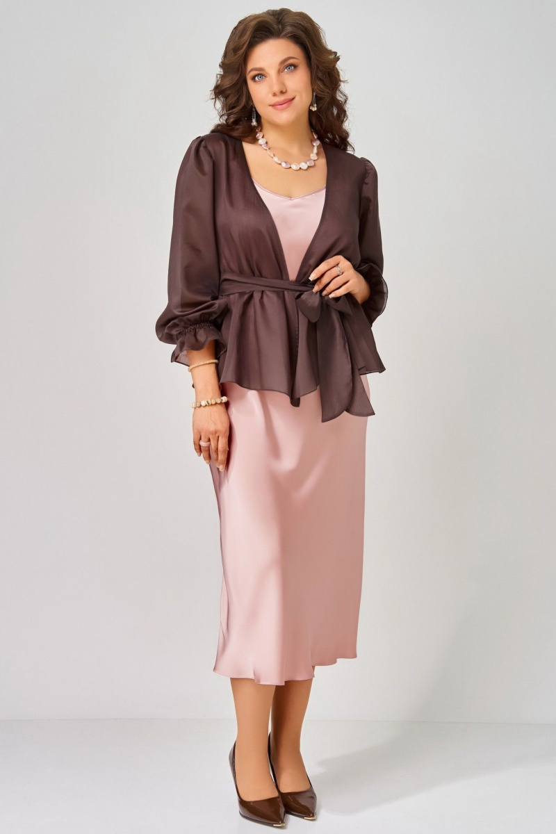 Плательный комплект Fita 3193 розово-шоколадный