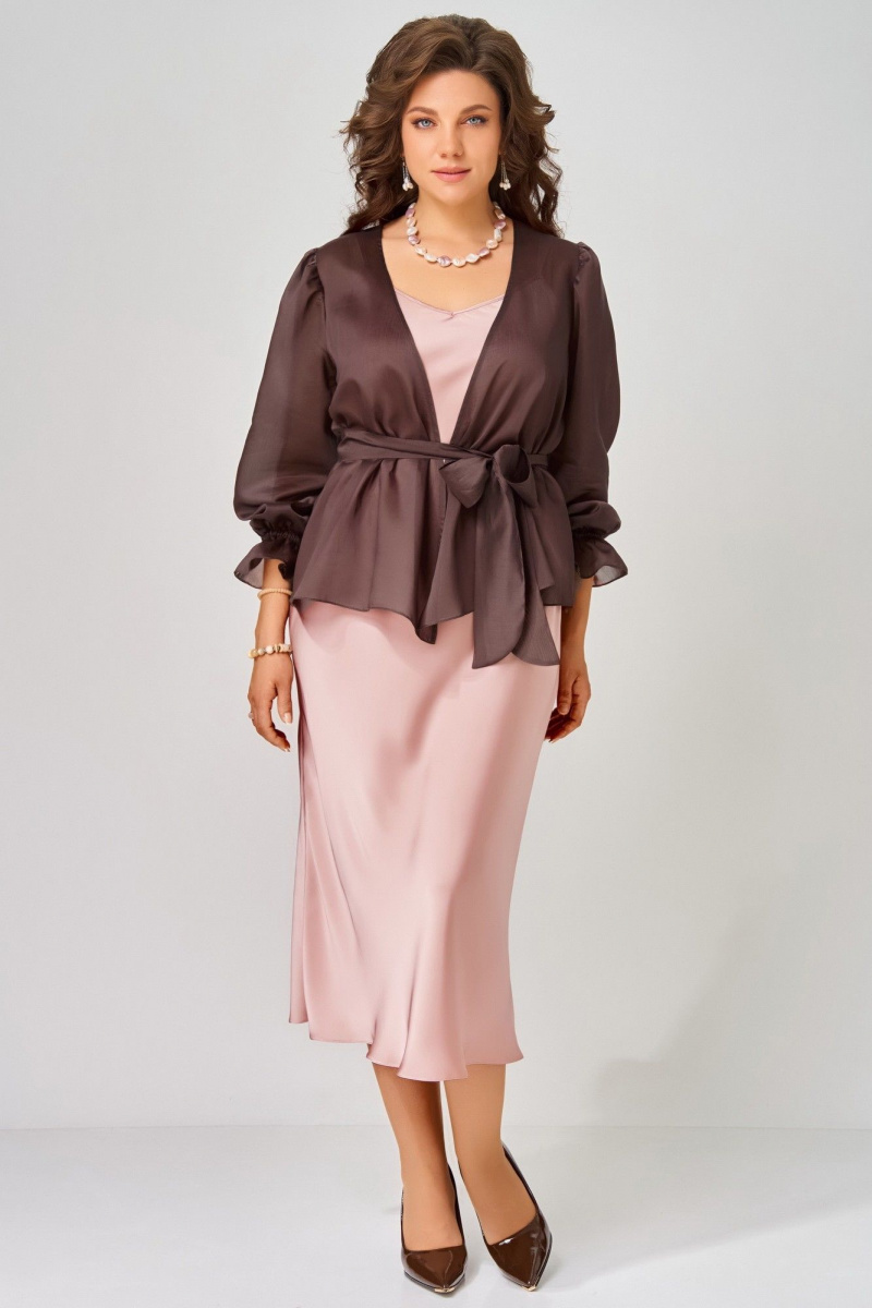 Плательный комплект Fita 3193 розово-шоколадный