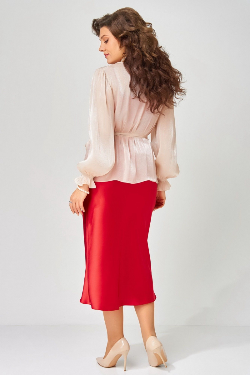 Плательный комплект Fita 3194  красный+пудра