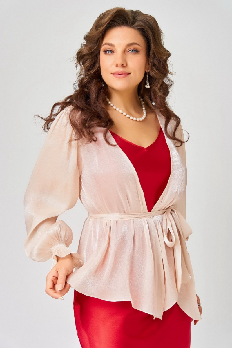 Плательный комплект Fita 3194  красный+пудра