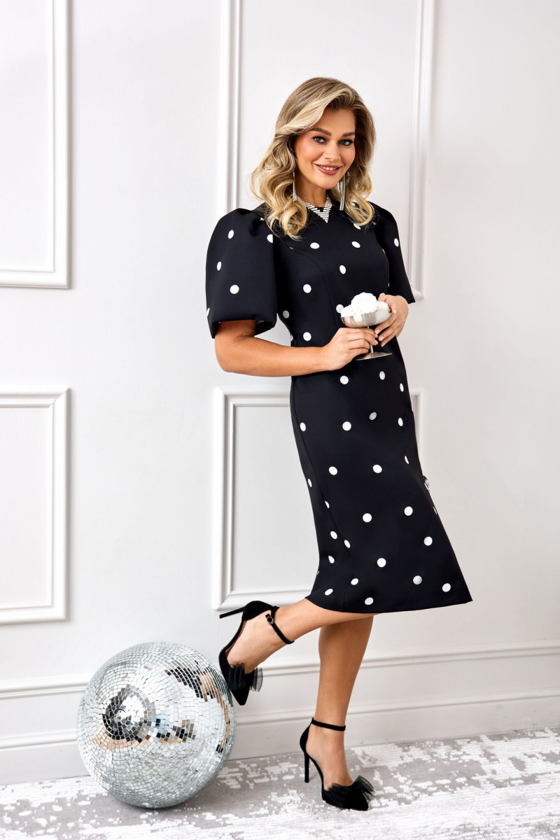 Платья AGATTI 5888 черный_с_белым_горохом