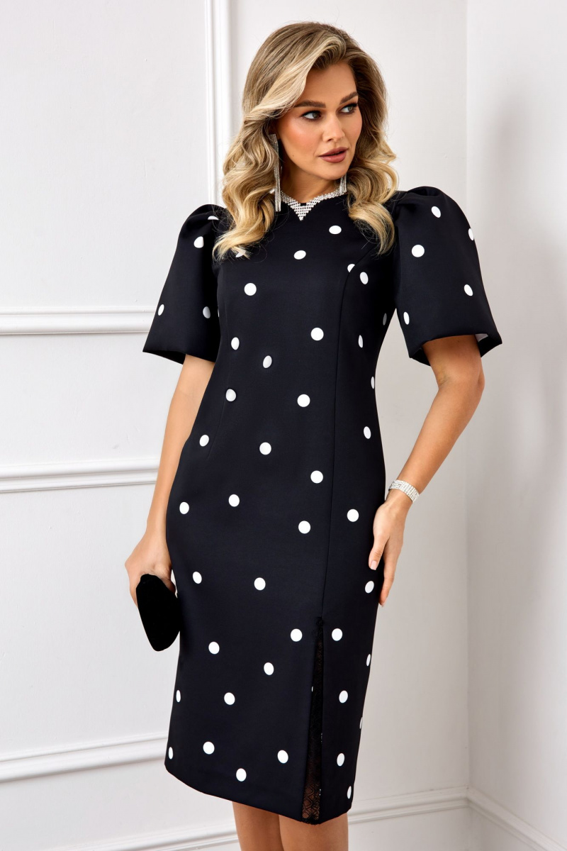 Платья AGATTI 5888 черный_с_белым_горохом