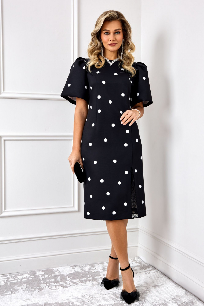 Платья AGATTI 5888 черный_с_белым_горохом