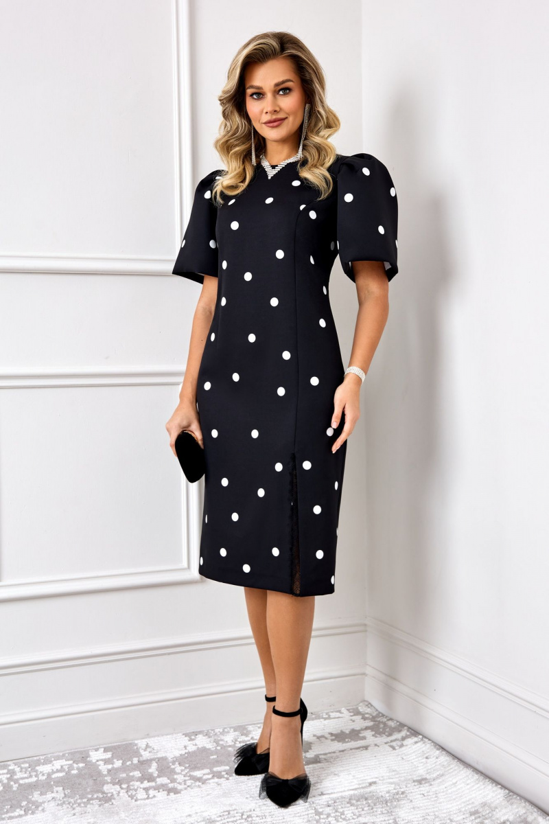 Платья AGATTI 5888 черный_с_белым_горохом