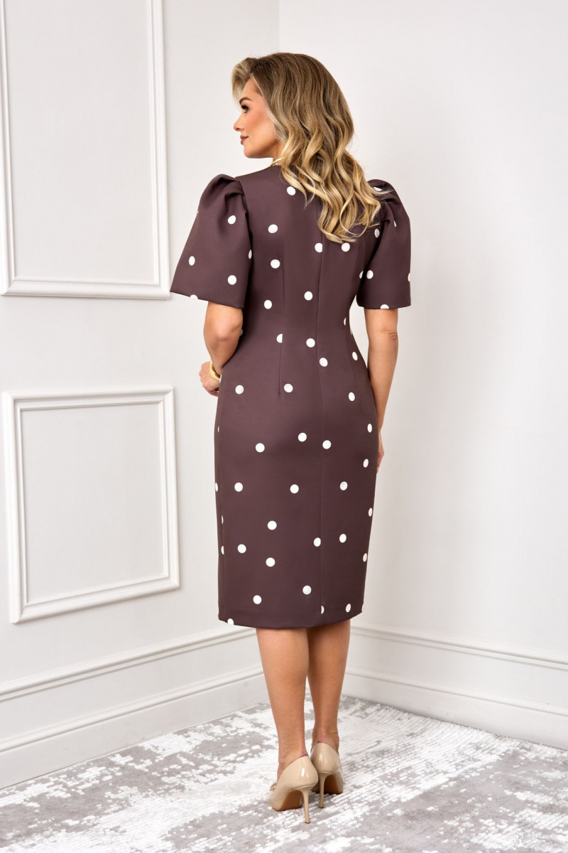 Платья AGATTI 5888-1 шоколадный_с_молочным_горохом