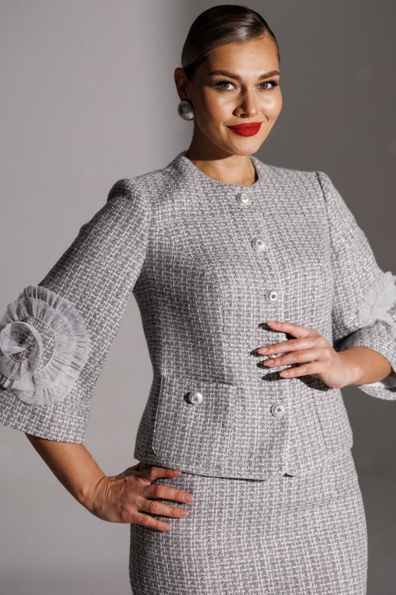 Юбочный костюм Мода Юрс 25-2943 серый