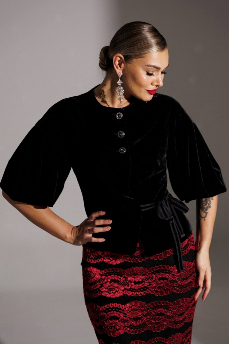 Брючный костюм Мода Юрс 25-2623 черный_красный