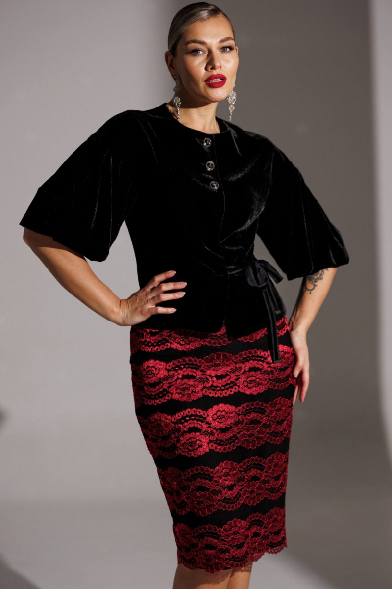 Брючный костюм Мода Юрс 25-2623 черный_красный