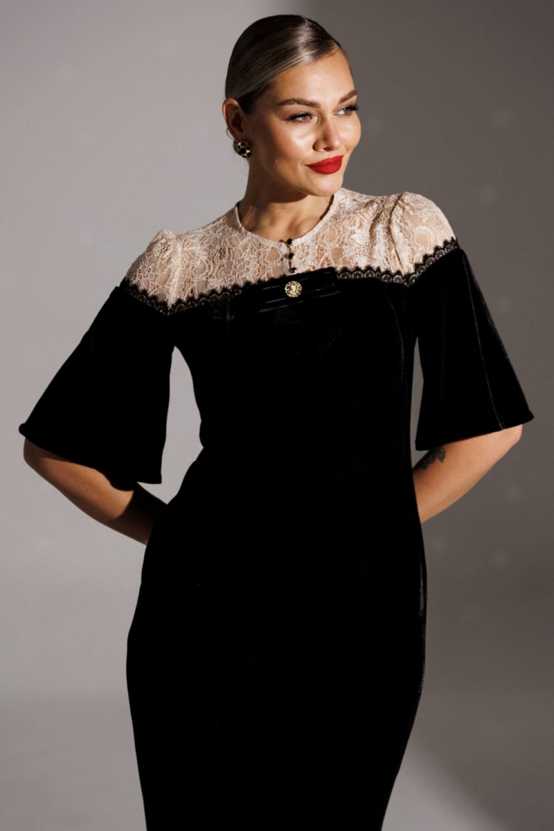 Платья Мода Юрс 25-2874 черный_бежевый