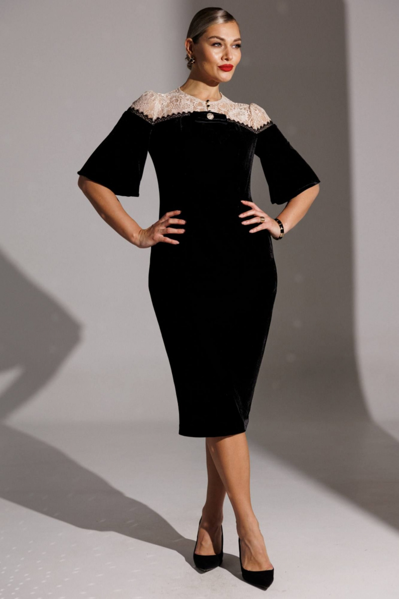 Платья Мода Юрс 25-2874 черный_бежевый