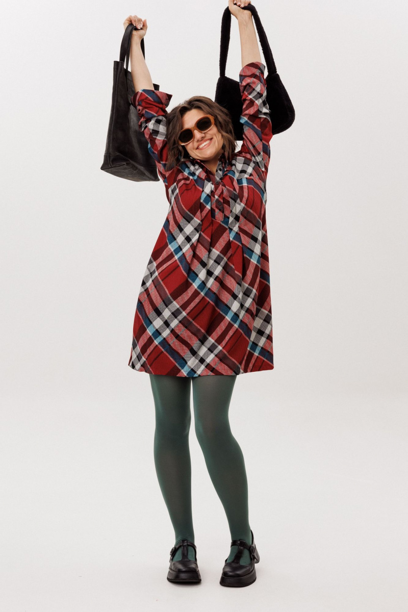 Платья Anelli 1769 бордовая_шотландка