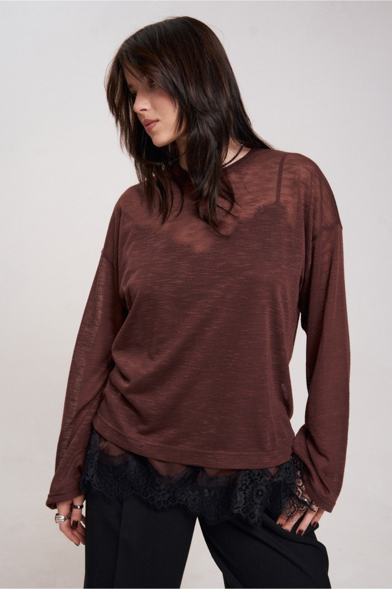 Топы JRSy 2625 шоколад_
черное_кружево