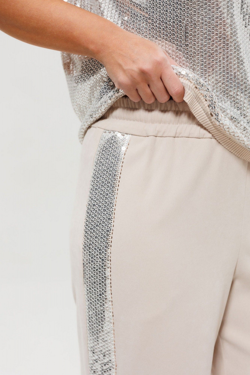Брючный костюм Mislana 1277 серебро/беж