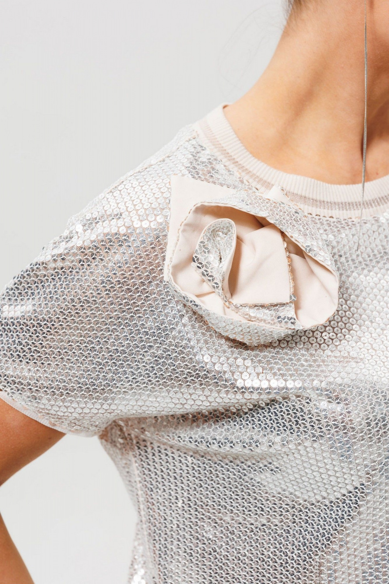 Брючный костюм Mislana 1277 серебро/беж