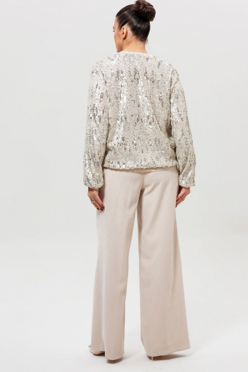 Брючный костюм Mislana 1279к серебро/беж