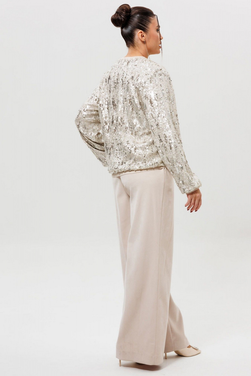 Брючный костюм Mislana 1279к серебро/беж