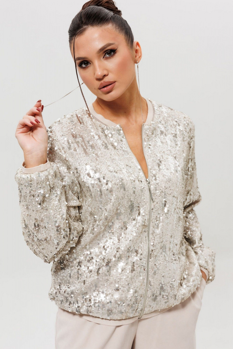 Брючный костюм Mislana 1279к серебро/беж