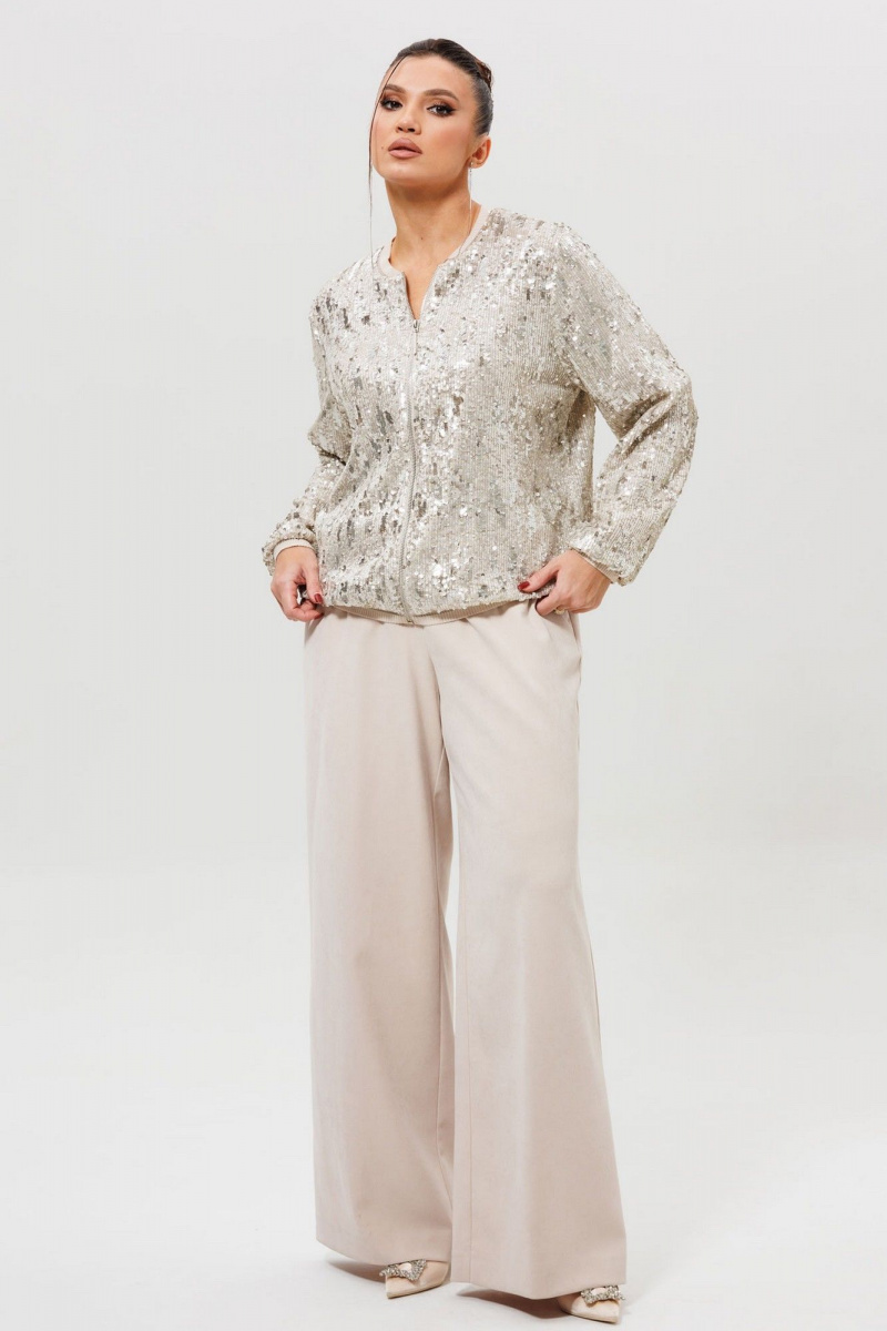 Брючный костюм Mislana 1279к серебро/беж