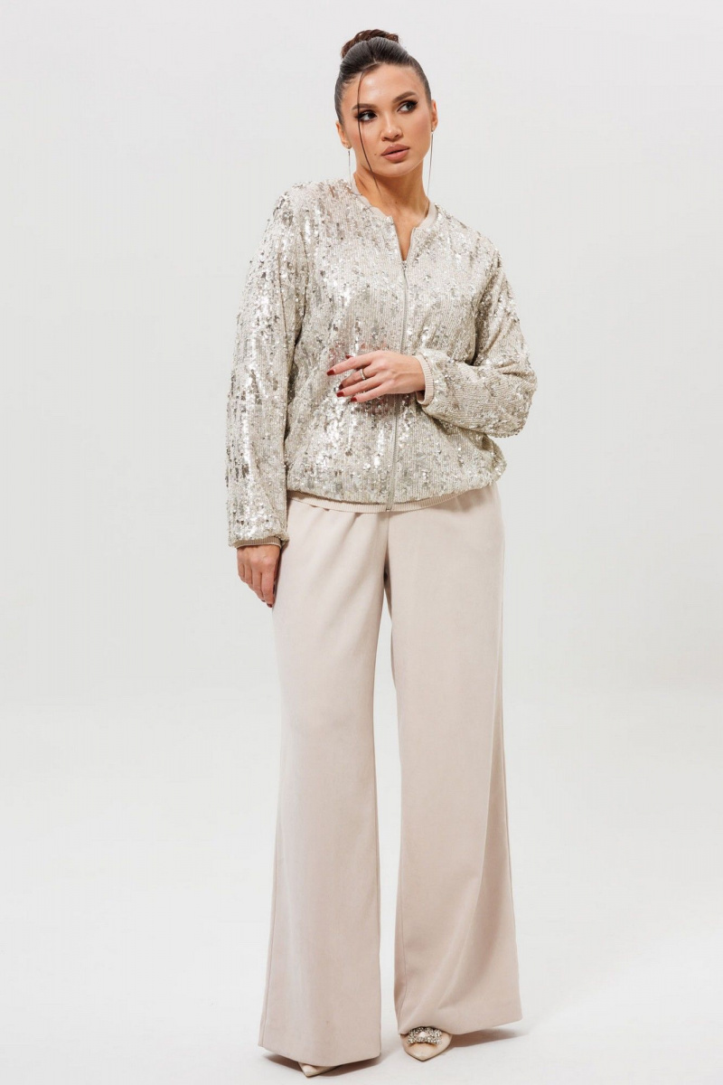 Брючный костюм Mislana 1279к серебро/беж