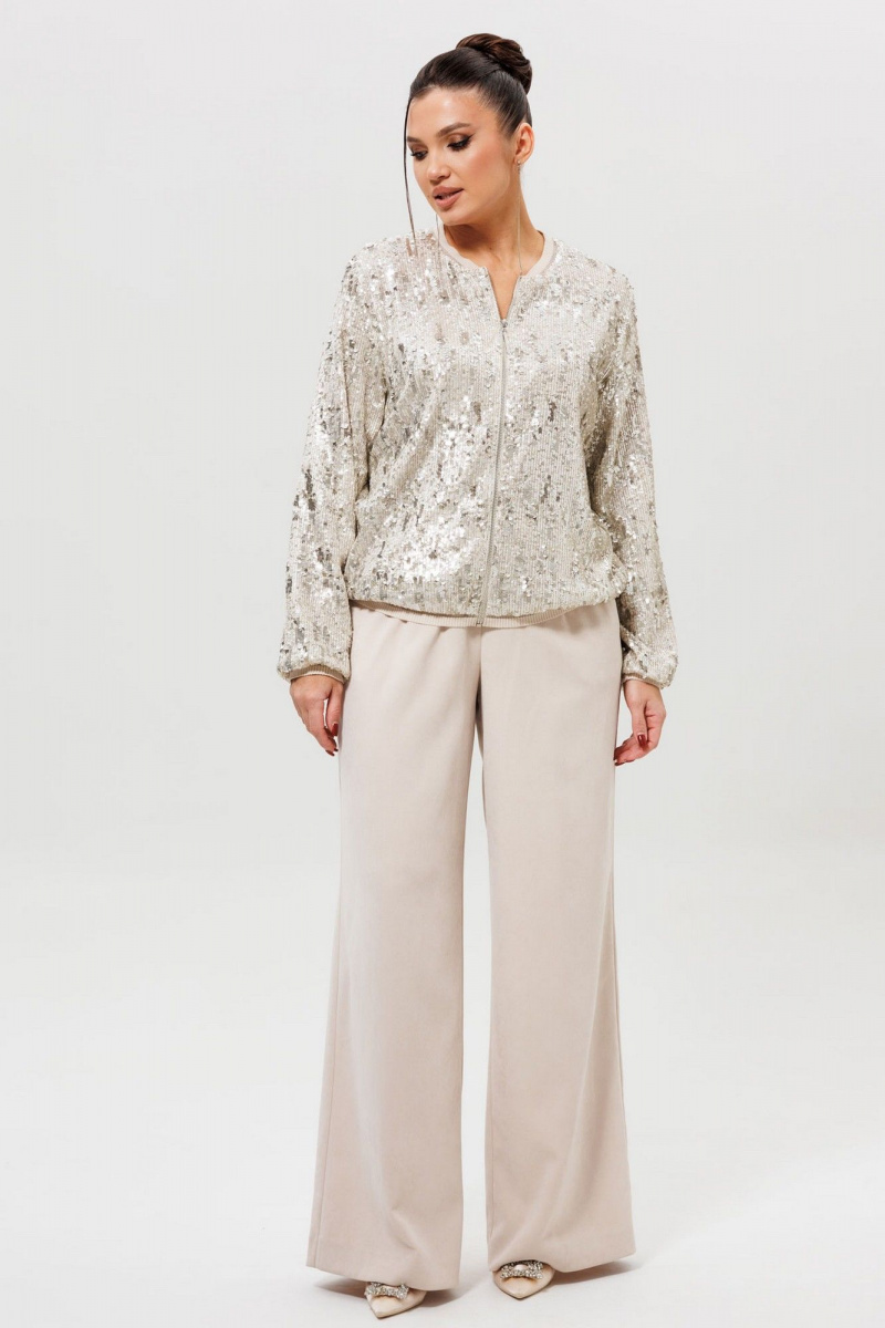 Брючный костюм Mislana 1279к серебро/беж