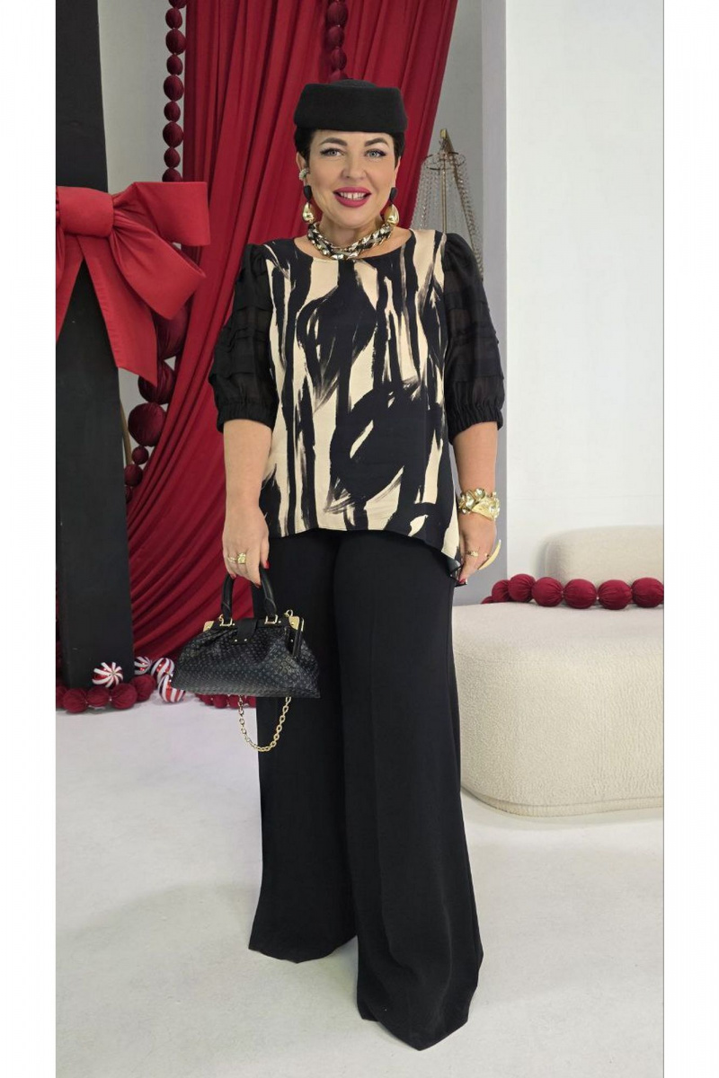 Брючный комплект Vittoria Queen 27633 черно-бежевый