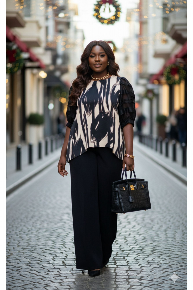 Брючный комплект Vittoria Queen 27633 черно-бежевый