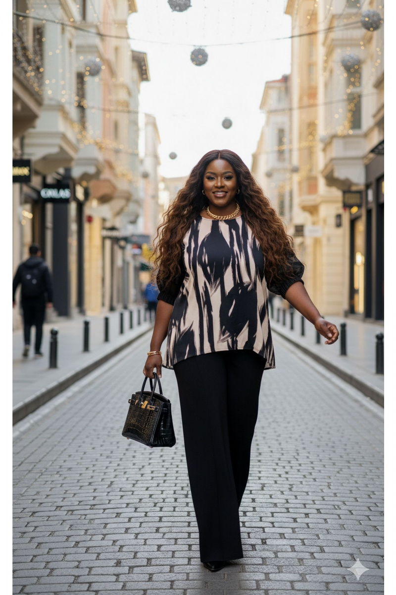 Брючный комплект Vittoria Queen 27633 черно-бежевый