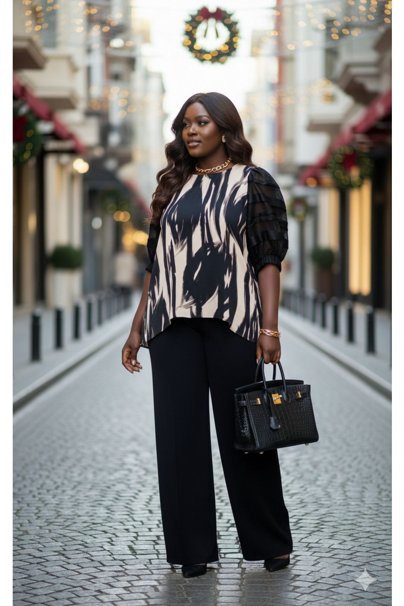 Брючный комплект Vittoria Queen 27633 черно-бежевый