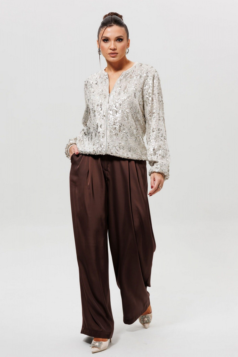 Брючный костюм Mislana 1283/1 серебро/шоколад