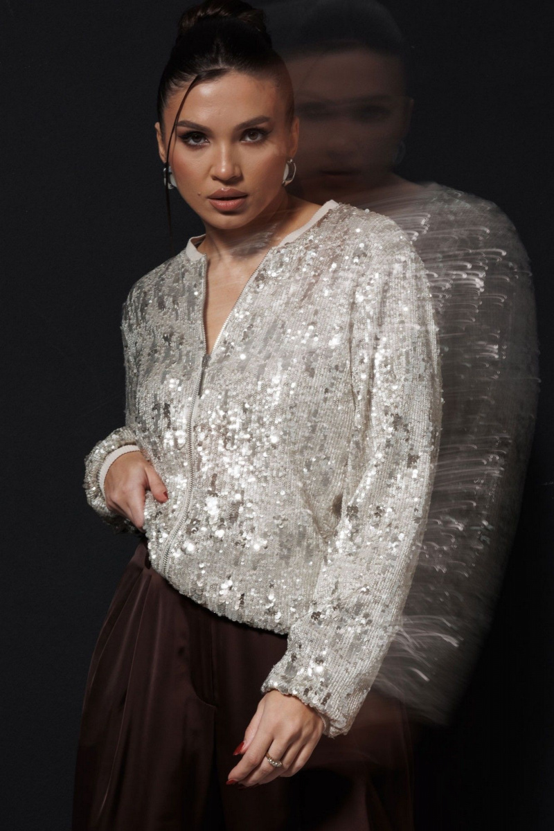 Брючный костюм Mislana 1283/1 серебро/шоколад