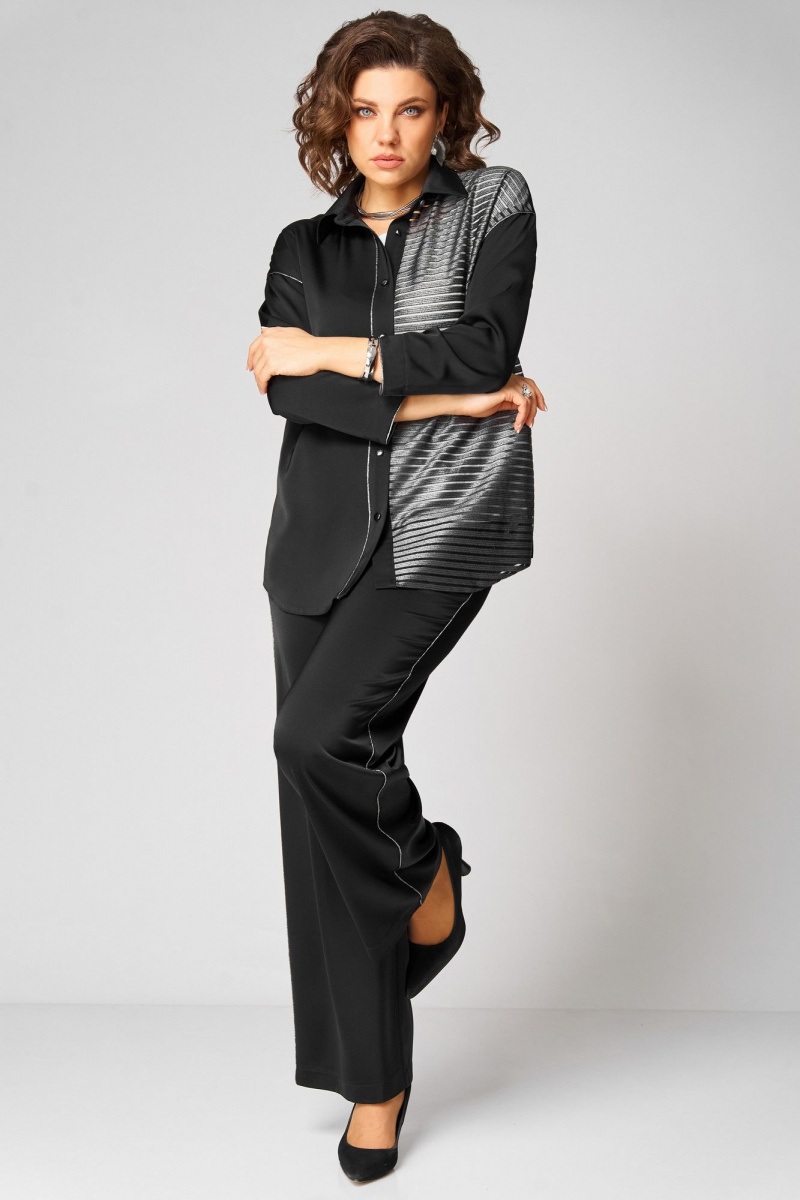 Брючный комплект Мишель стиль 1338 черно-белый
