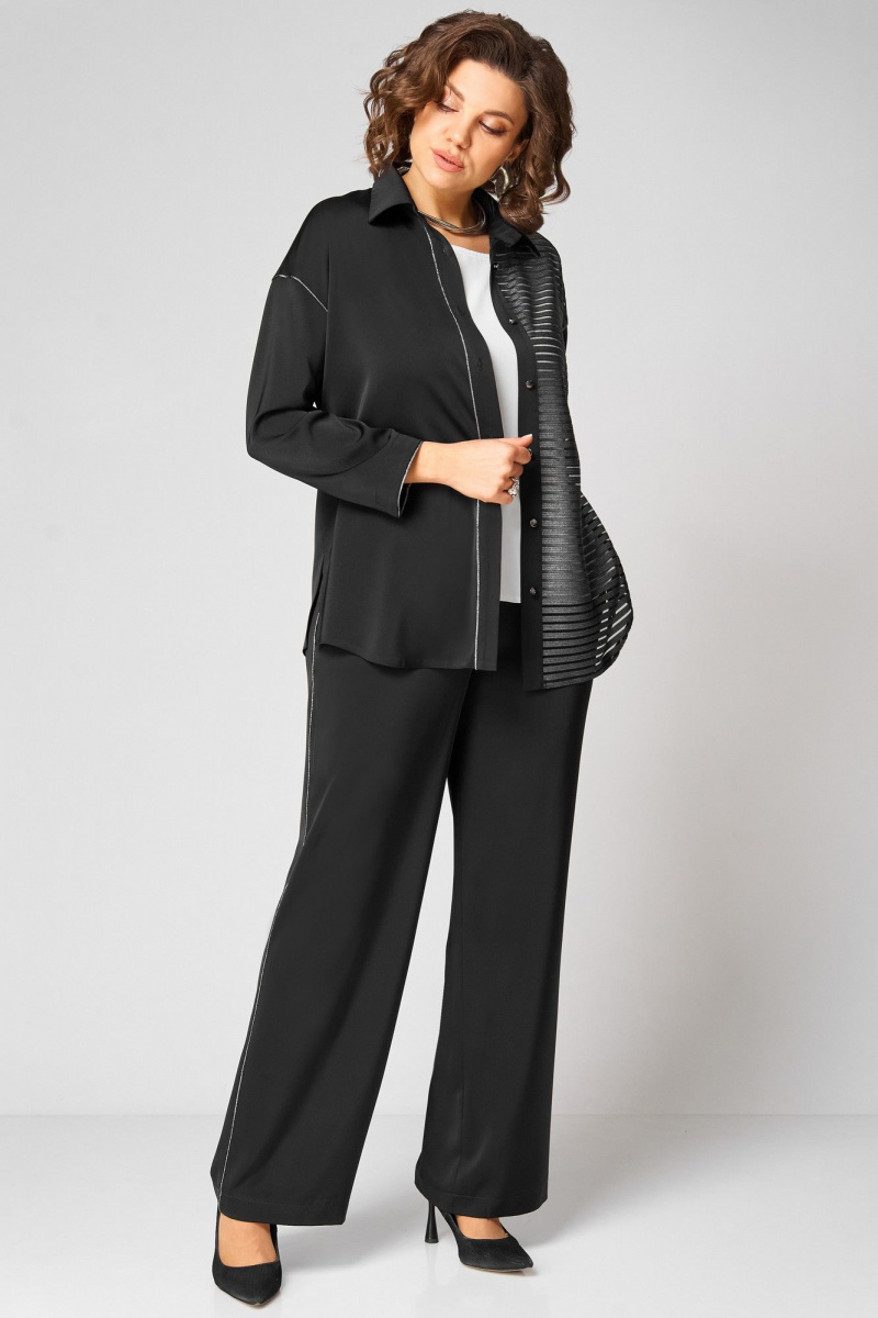 Брючный комплект Мишель стиль 1338 черно-белый