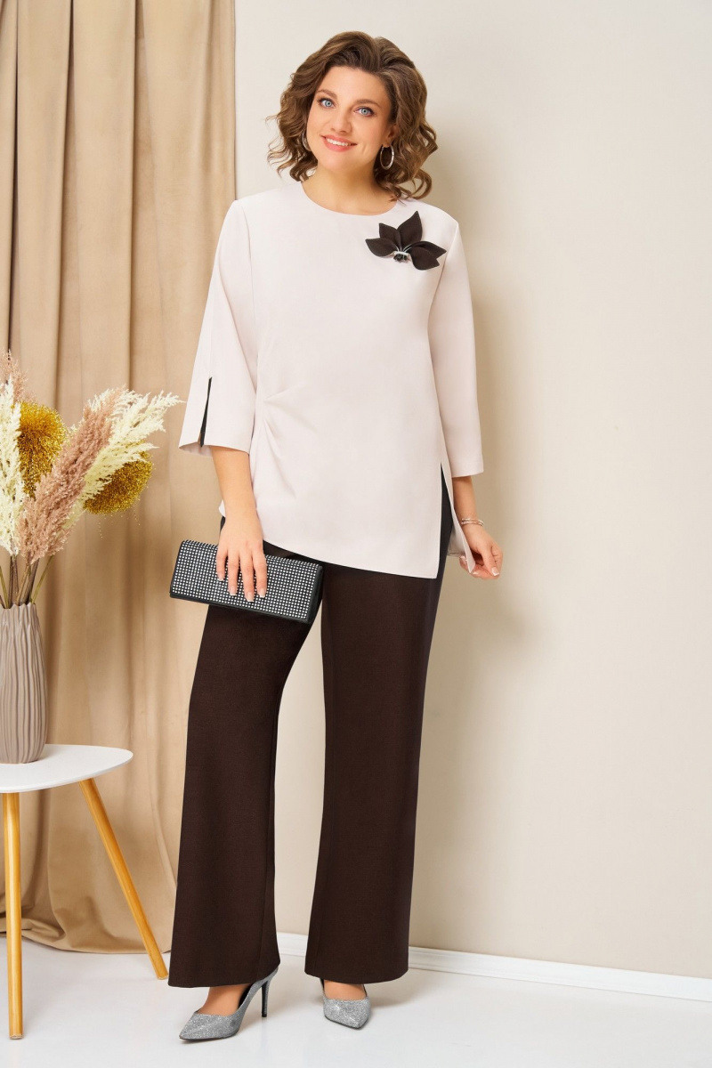 Брючный комплект VOLNA 1455 шоколадно-коричневый