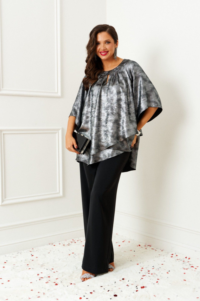 Брючный комплект Beautiful&Free 6409 черный-серебро