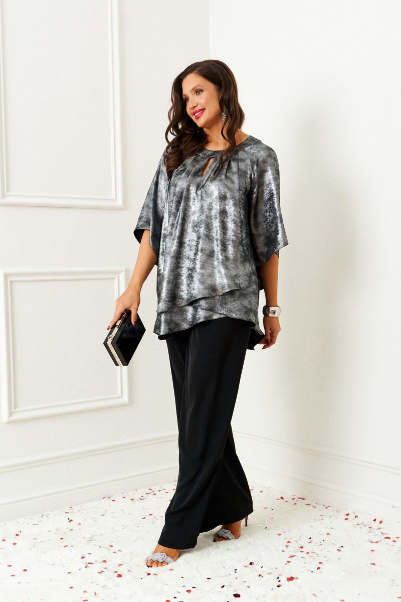 Брючный комплект Beautiful&Free 6409 черный-серебро