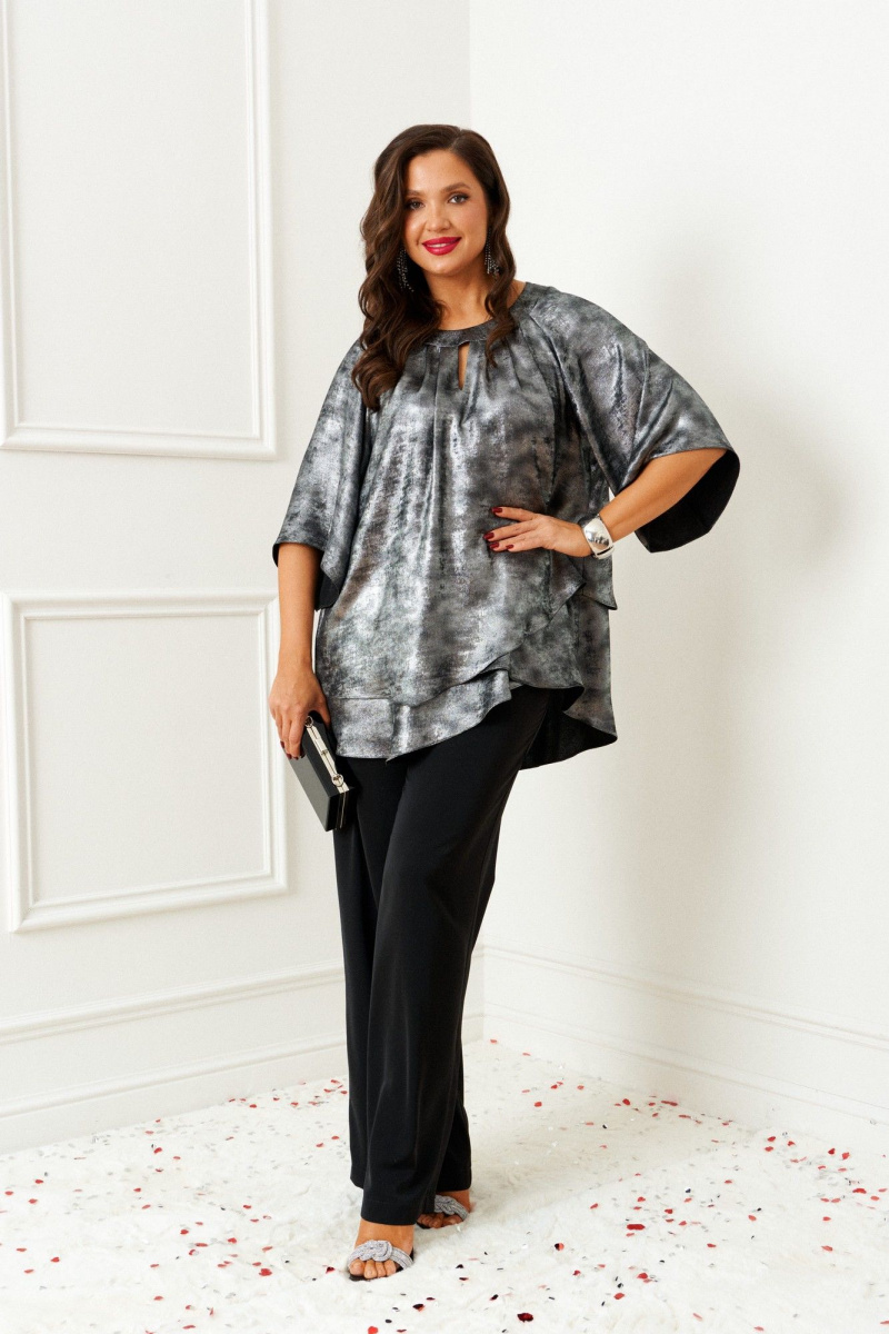 Брючный комплект Beautiful&Free 6409 черный-серебро