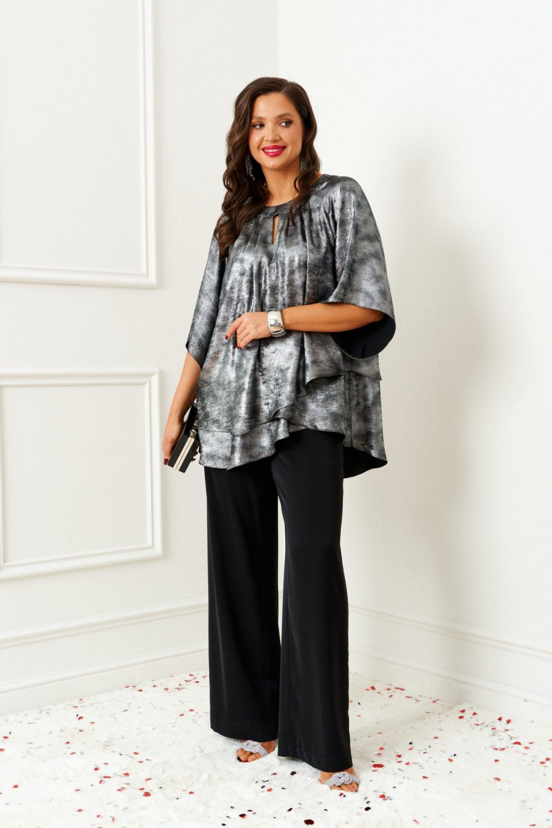 Брючный комплект Beautiful&Free 6409 черный-серебро